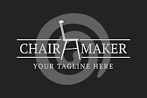 Chair Maker logo template. Simple one color emblem with a chair.