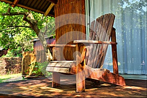 Chair next to glass door