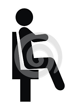 Chair and person, black silhouette, vector icon