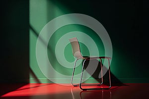 Chair red furniture design interior modern lamp green wall floor room minimal