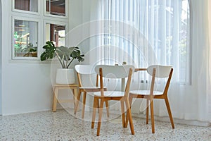 Chair set cream , Interior Living Room. Modern living room in white color.
