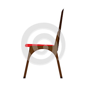 Chair side view wooden vector icon. Office comfortable symbol relaxation furniture equipment