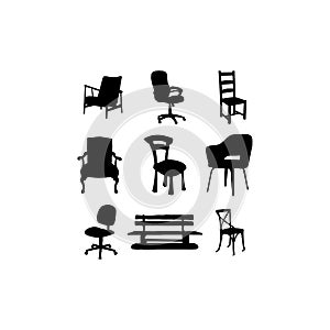 chair sit collection set icon design