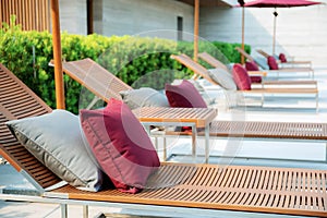 Chair on swimming pool