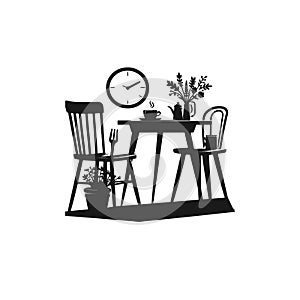 chair table design vector illustrations silhouetee
