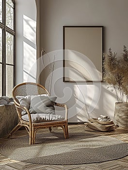 Chair and a table in a room with a window, Contemporary luxury design