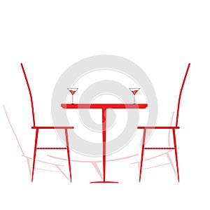 Chair and table with wine on it vector