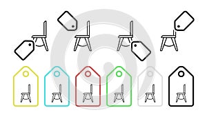 Chair vector icon in tag set illustration for ui and ux, website or mobile application