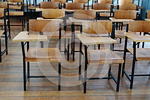 Chair wood in classroom high school