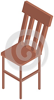 Chair wooden symbol for kitchen or cafe isolated on white. Home interior element modern stool