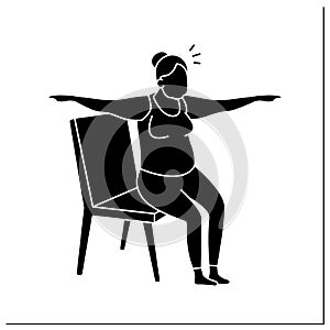 Chair yoga glyph icon