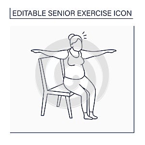 Chair yoga line icon