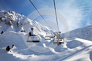 Chairlift in Alpine ski resort