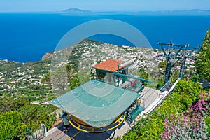 Chairlift leading to the Monte Solaro at Italian island Capri