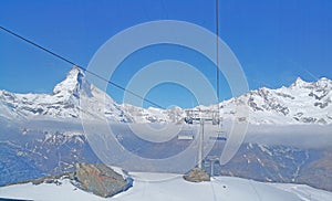 Chairlift and Matterhorn Mountain in Swiss