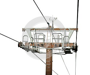 Chairlift mechanical pulleys in ski resort