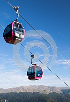 Chairlift on mountain landscape