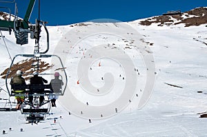 Chairlift and the ski slope in Andorra