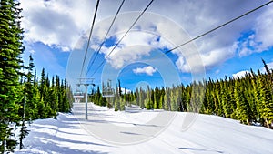On the Chairlift during Spring Skiing at Sun Peaks