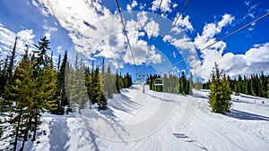 On the Chairlift during Spring Skiing at Sun Peaks