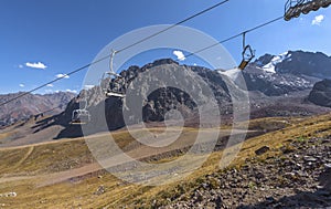 Chairlift in Tian Shan mountains