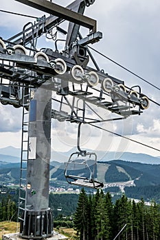 Chairlift tower in Bukovel