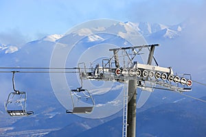 Chairlift on winter resort