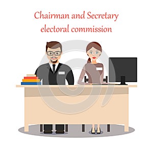 Chairman and Secretary of the precinct election Commission. Vector illustration.