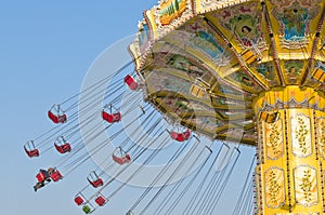 Chairoplane spinning on fun fair