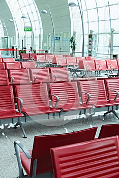 Chairs in the airport lounge area