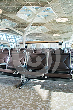 Chairs in the airport lounge area