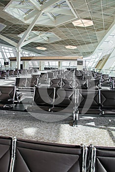 Chairs in the airport lounge area