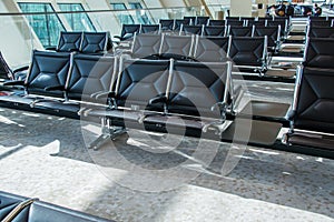 Chairs in the airport lounge area