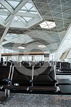 Chairs in airport lounge area