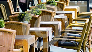 Chairs aligned in restaurant outdoor