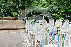 Chairs and arch from wedding ceremony