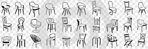 Chairs and armchairs doodle set