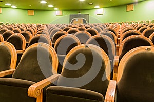 The chairs in the auditorium. Deserted hall