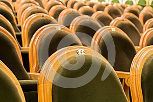 The chairs in the auditorium. Deserted hall