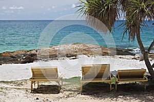 Chairs on the beach.