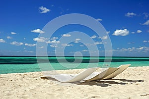 Chairs on the beach, Cozumel, Mexico