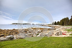 Chairs on beach, Nova Scotia, Canada