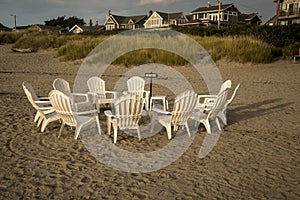 Chairs in a circle on the beach