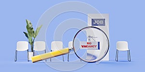 Chairs and door with job sign, unemployment concept