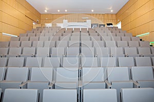 Chairs in empty classroom or auditorium