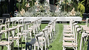 Chairs and flower for outdoor wedding event