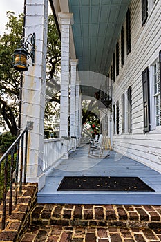 Chairs on Front Porch of Precolonial Georgian Style Mansion