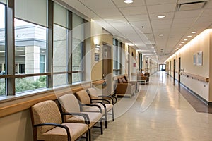 Chairs in hospital hallway photo