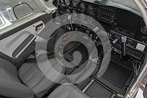 Chairs Inside the cockpit of a small aircraft