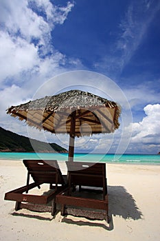 Chairs on an island beach